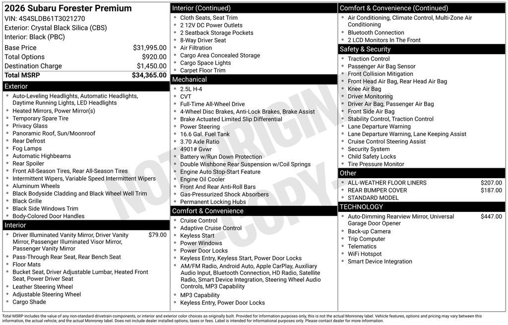 2026 Subaru Forester Premium