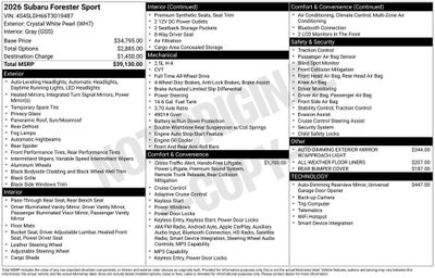 2026 Subaru Forester Sport