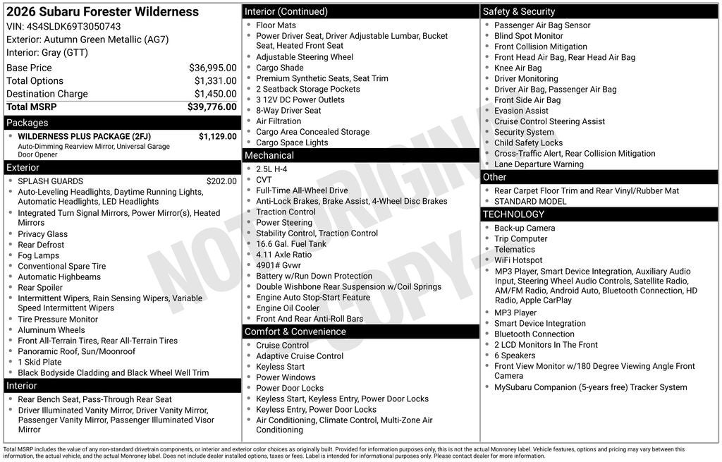 2026 Subaru Forester Wilderness