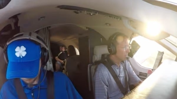 Volunteers aboard a small plane during a Nuzzles and Co. rescue flight