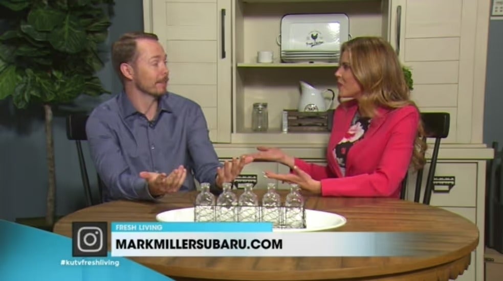 Jeff Miller being interviewed on a television set
