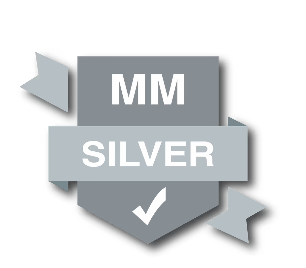 Silver award badge with MM SILVER text and a white checkmark.